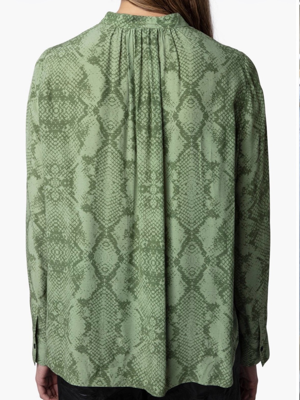 Zadig & Voltaire Tink Python Print Popover Blouse Green Size M π - Picture 6 of 11